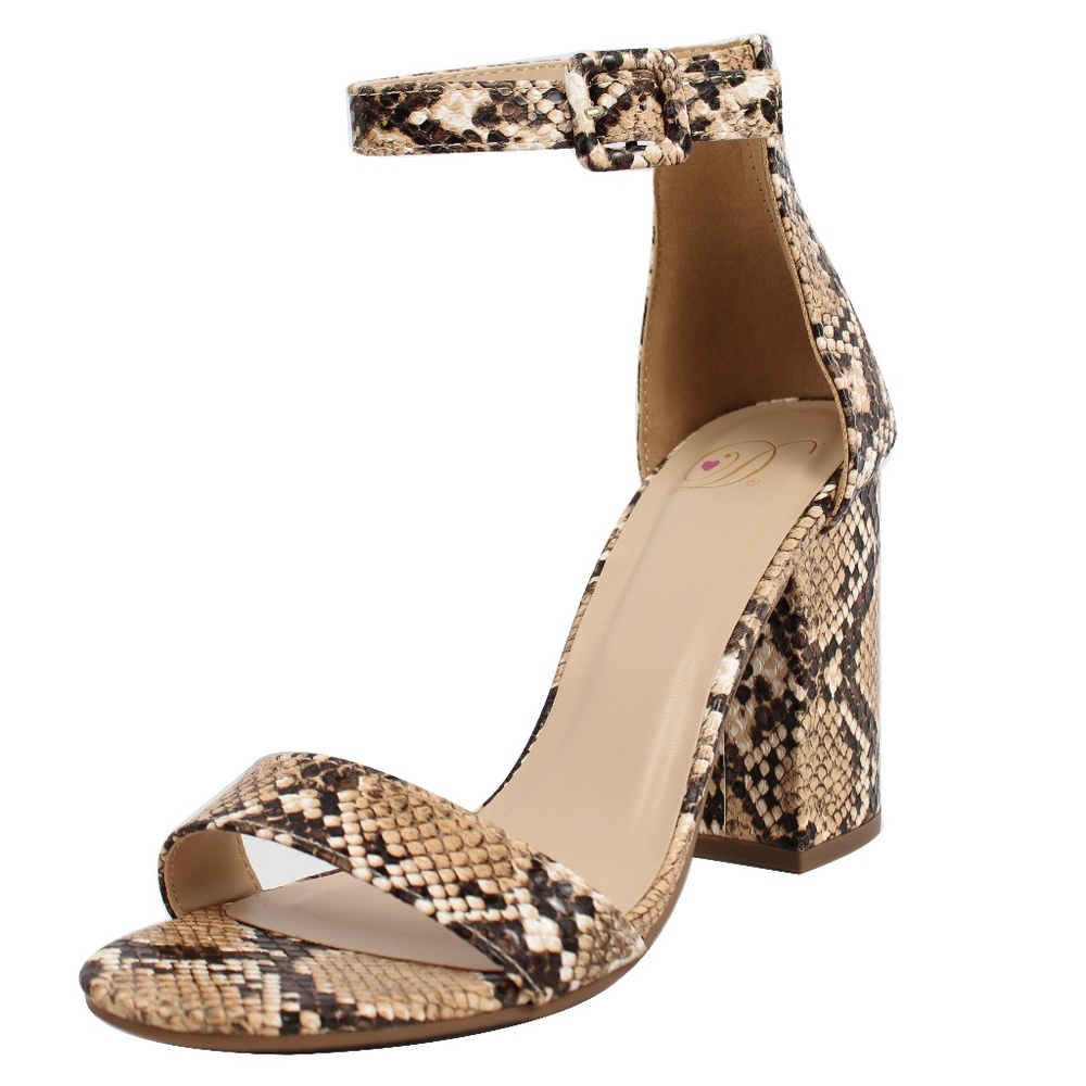 Natural Python Snake Open Toe Ankle Strap Heel - Picture 2 of 6